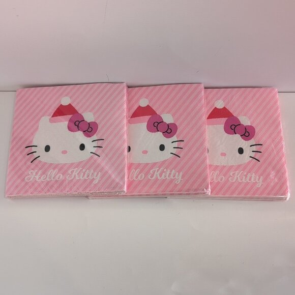 Other - 3 Packs Of Hello Kitty Christmas Napkins 18 Per Pack 13" Square